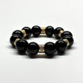 BS26 [Banquet] Black Agate 18K Gold Plated Classic Bracelet