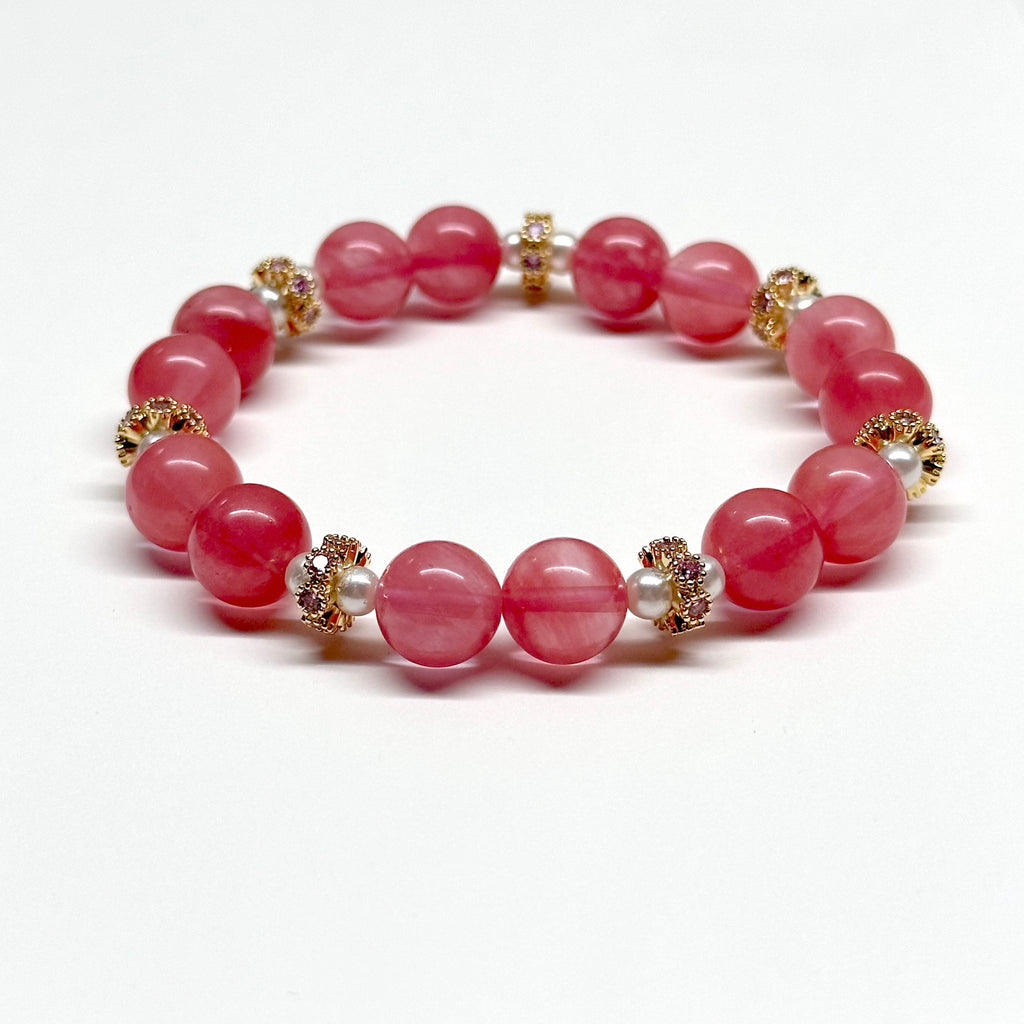 BS27 Watermelon Quartz Pearl Lavender Gold Accessories Bracelet