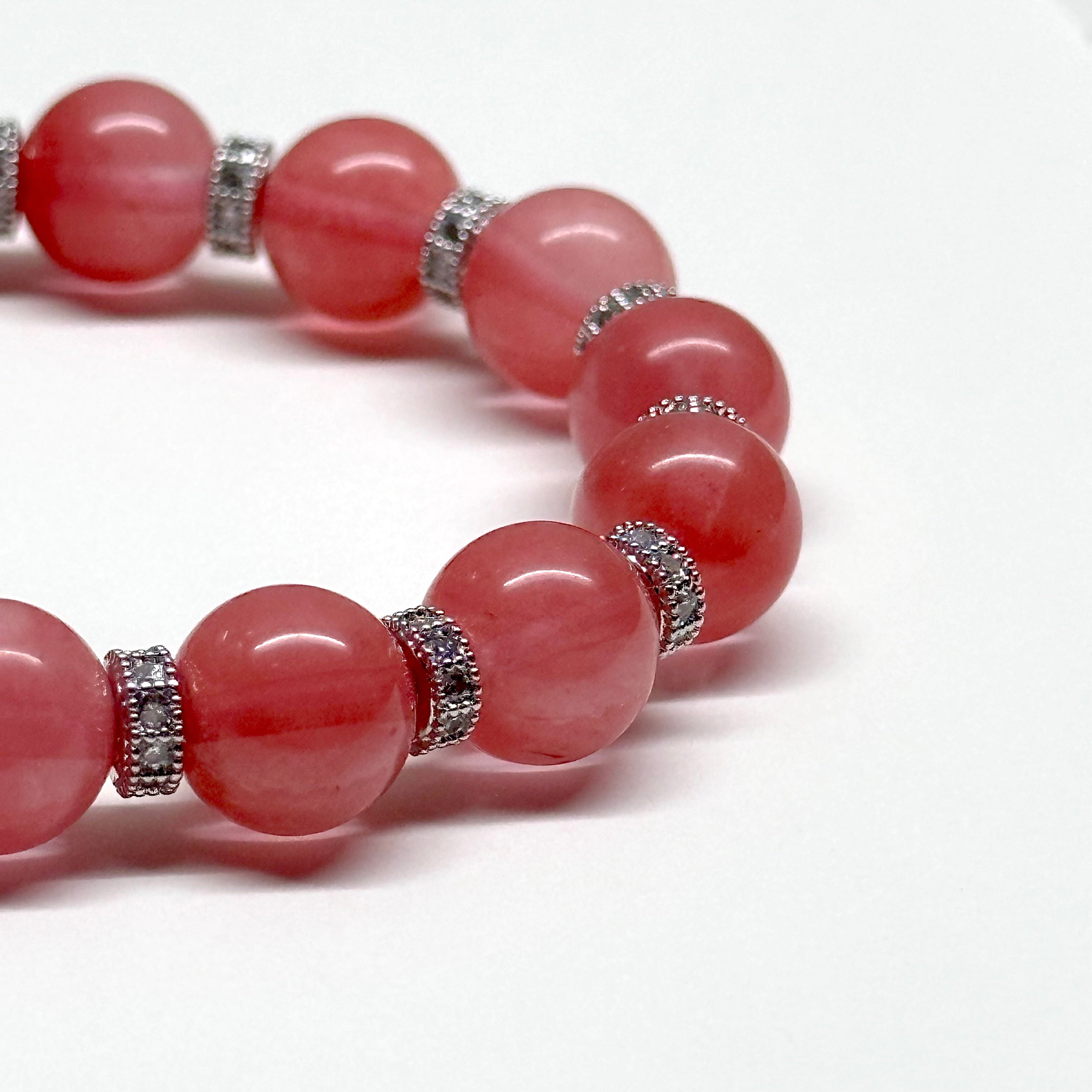 BS29 [Lucky] Watermelon Quartz Classic Silver Accessories Bracelet