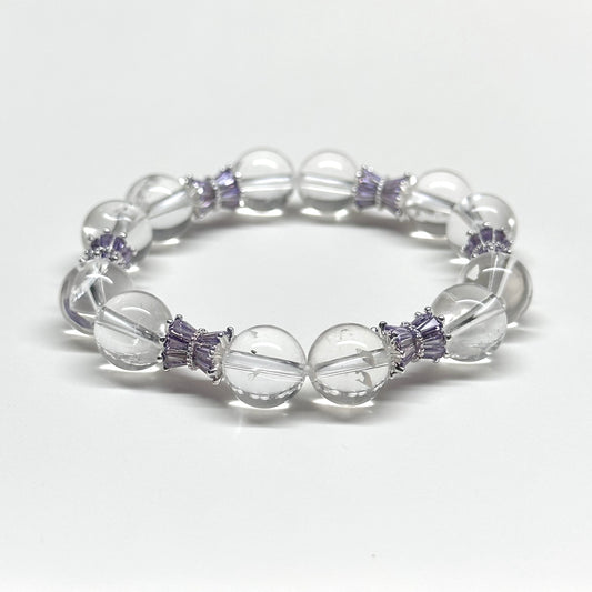 BS36【冰胡子】白水晶紫玲瓏天然水晶手鏈手串 White Quartz Purple Alloy Accessories Bracelet