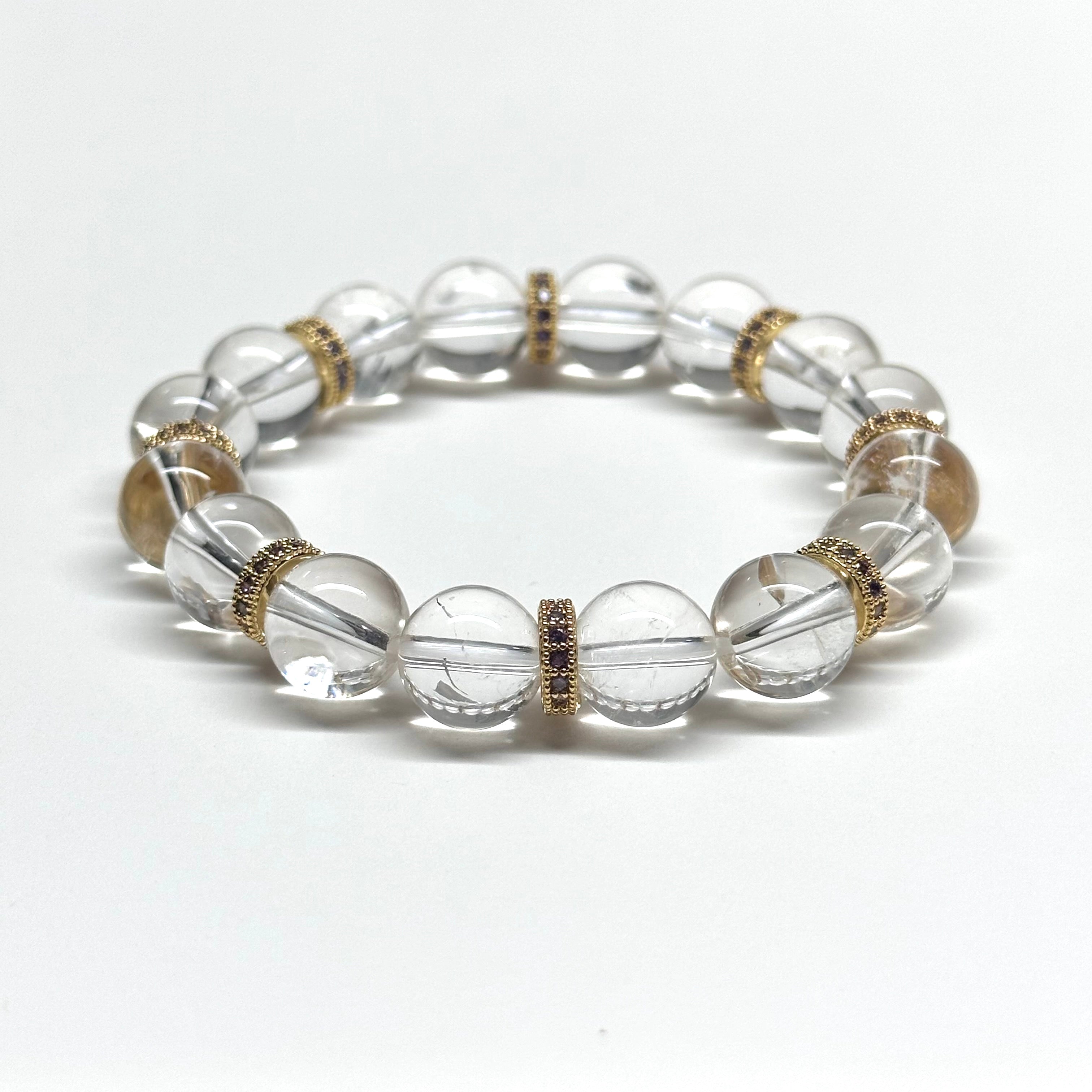 BS38 [Ice Beard] White Crystal 18K Gold-plated Purple Pink Ring Bracelet