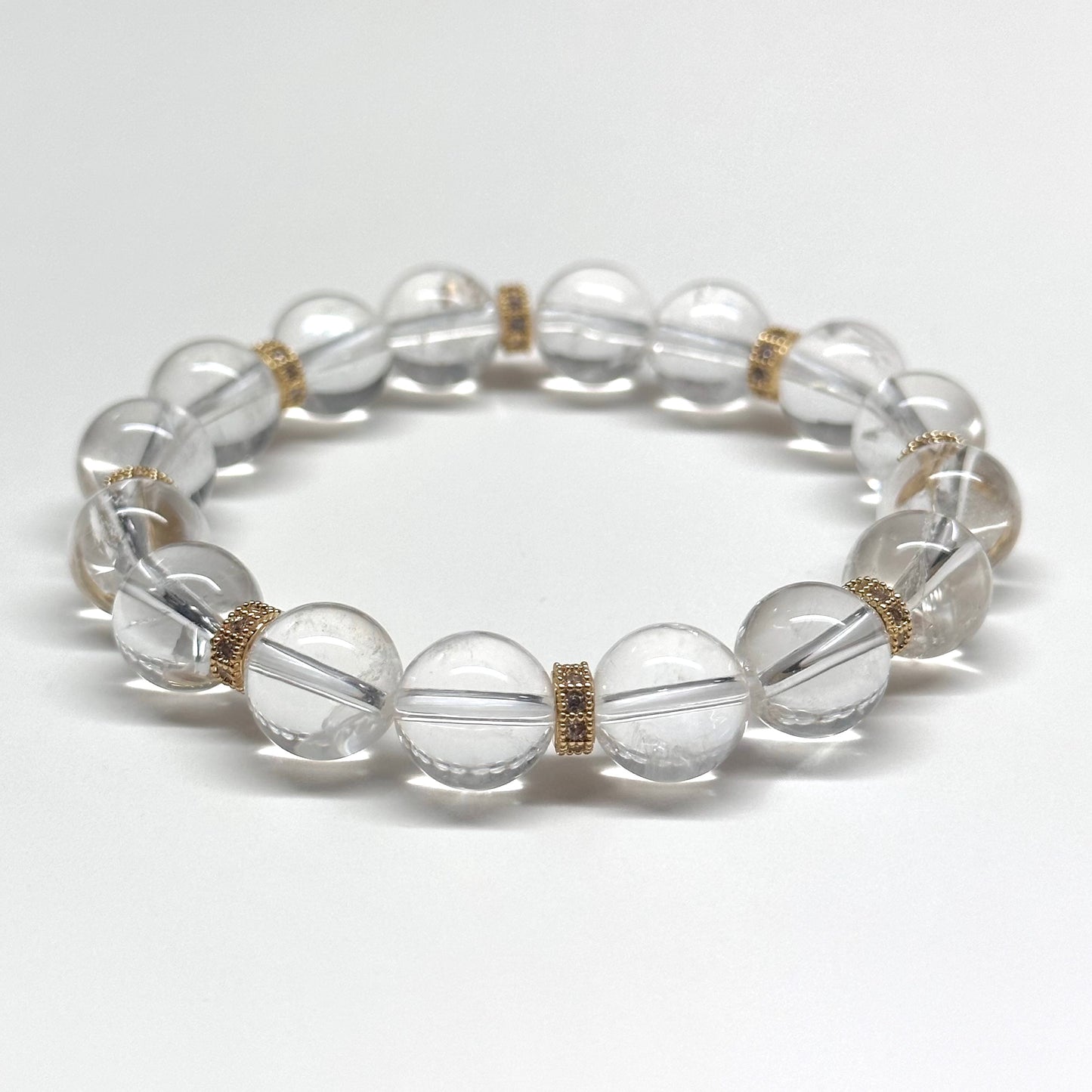 BS39【冰胡子】白水晶18K鍍金古典手鏈手串 White Quartz Classic 18K Gold Plated Accessories Bracelet