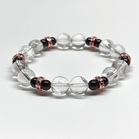 BS40【冰胡子】白水晶石榴石玫瑰合金天然水晶手鏈手串 White Quartz Garnet Rose Gold Alloy Accessories Bracelet 2