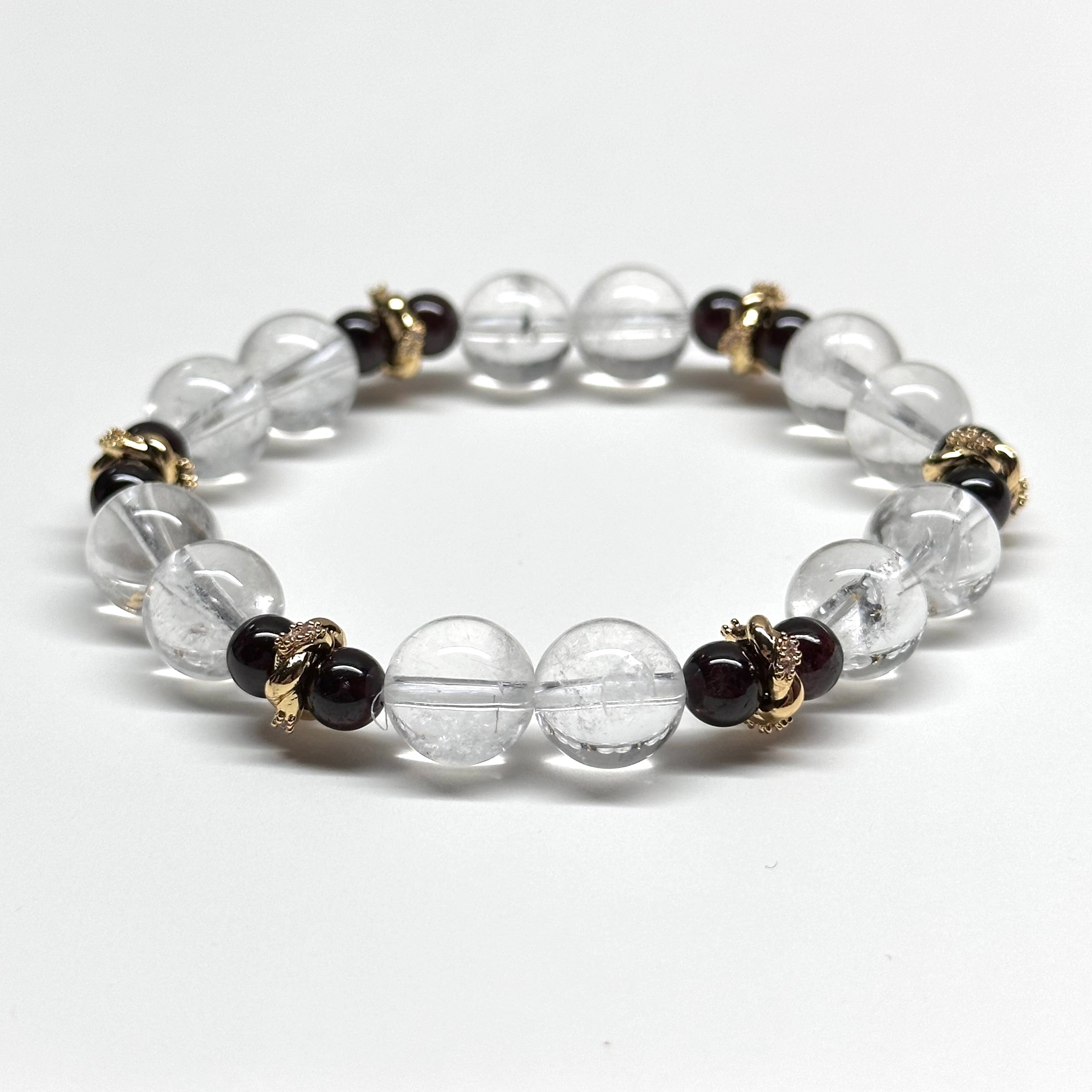 BS41【Ice Beard】White Quartz Black Agate Twist 18K Gold Plated Accessories Bracelet