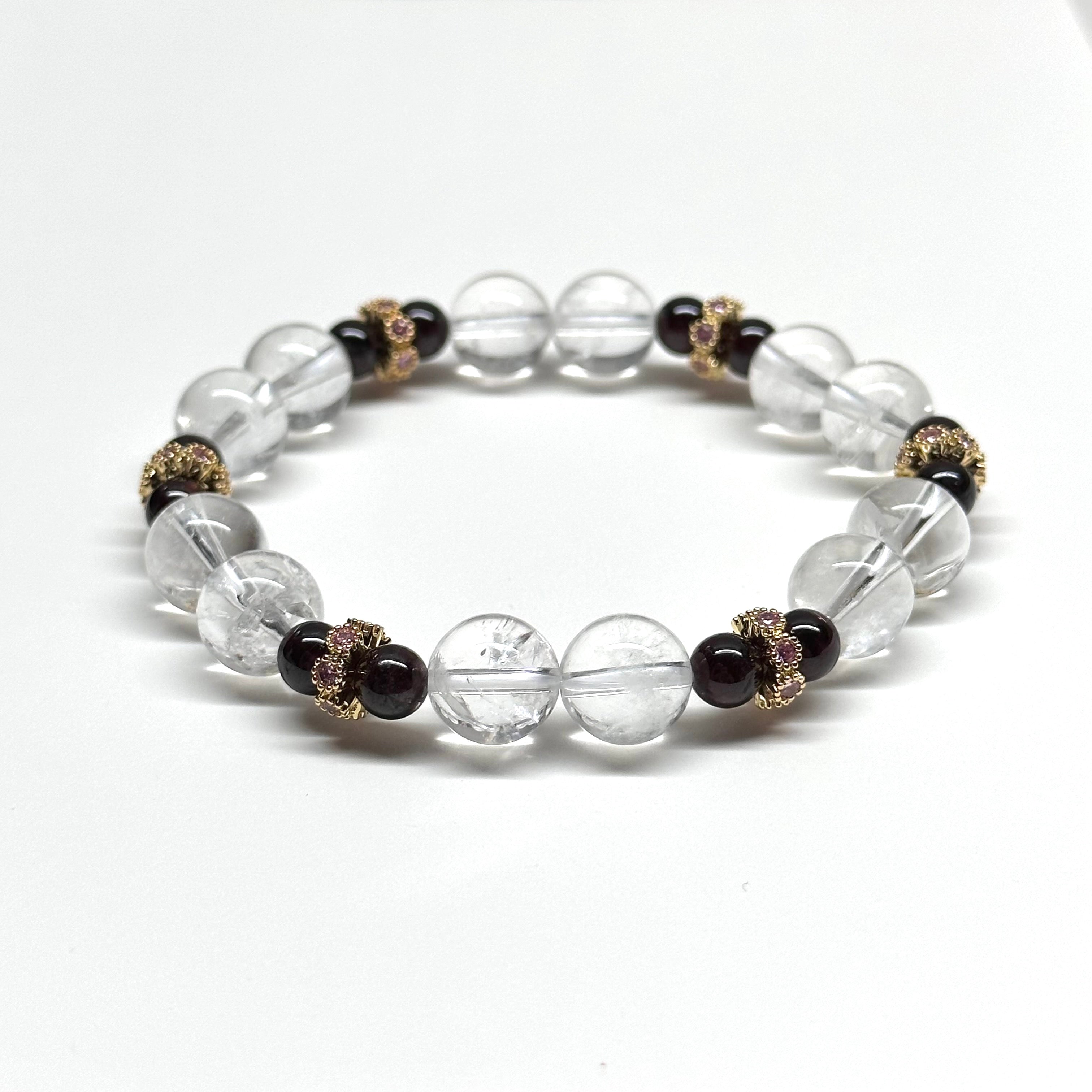 BS42【Ice Beard】White Quartz Black Agate Lavender 18K Gold Plated Accessories Bracelet