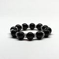 BS45 [Leo-Virgo | August] Black Onyx Heart-Shaped Silver-Plated Bracelet