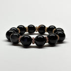 BS46【獅子處女座|8月】黑瑪瑙18K花鍍金手鏈手串