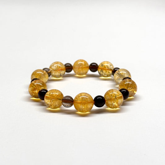 BS47【天蠍射手座|11月】黃水晶茶晶手鏈手串 Citrine Smoky Quartz Bracelet