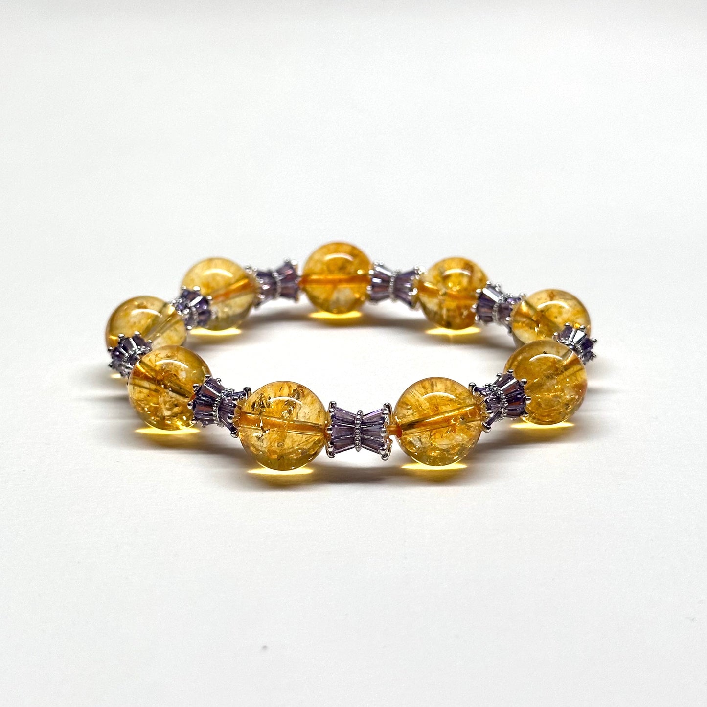 BS50【天蠍射手座|11月誕生石】黃水晶玲瓏紫手鏈手串 Citrine Purple Alloy Accessories Bracelet