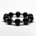 BS53 [Leo-Virgo | August] Black Agate 18K Gold Plated Ball Bracelet
