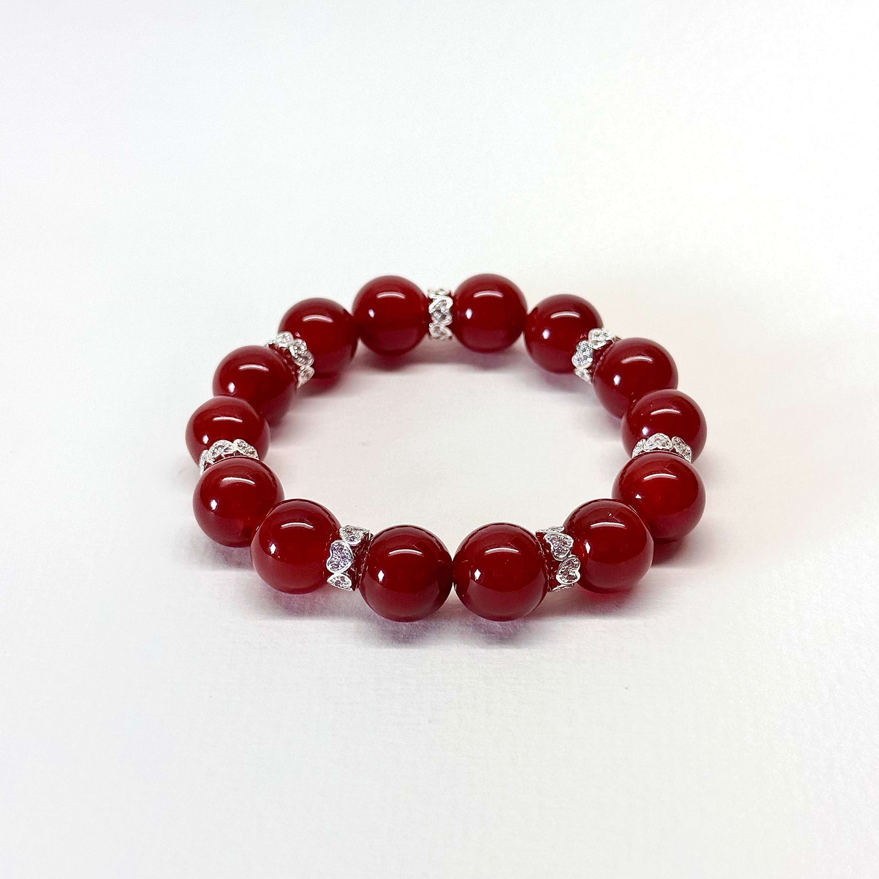 BS56 紅瑪瑙銀配飾手鏈手串