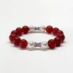 BS58 紅瑪瑙淡水珍珠紫金配飾手鏈手串 Red Agate Pearl Purple-Gold Accessories Bracelet