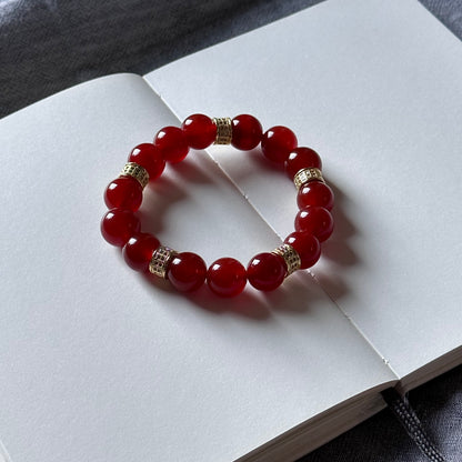 BS59 紅瑪瑙金配飾手鏈手串 Red Agate Gold Accessories Bracelet