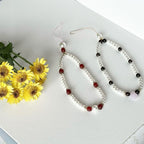 S1 【Gemstone Phone/Camera Hanging Chain】Rose Quartz | Red Agate | Black Agate | Imitation Pearl Gold Plated Hanging Cord