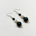 E02 Green Tiger's Eye | Garnet | Freshwater Pearl | 18K Gold Plated Classic Hoop Earrings