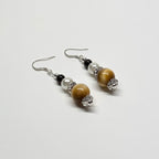E04 金虎眼 石榴石 淡水珍珠銀飾耳環 Golden Tiger Eye Garnet Pearl Silver Accessories Earring