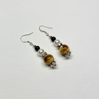 E04 金虎眼 石榴石 淡水珍珠銀飾耳環 Golden Tiger Eye Garnet Pearl Silver Accessories Earring