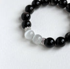 BS318 銀曜石 | 白猫眼 鍍銀手鏈手串