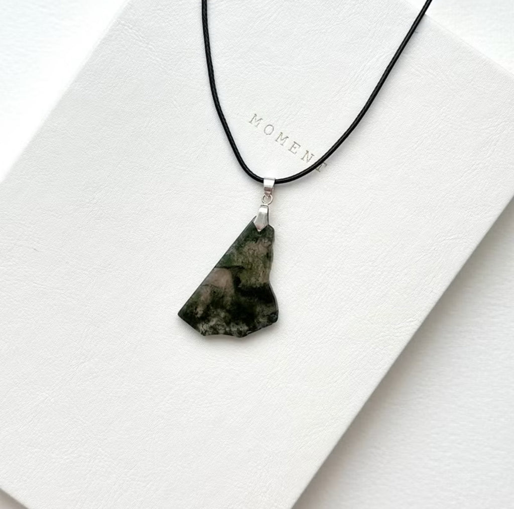 N94 [New Beginning] Moss Agate | Fragments | Silver Plated | Necklace