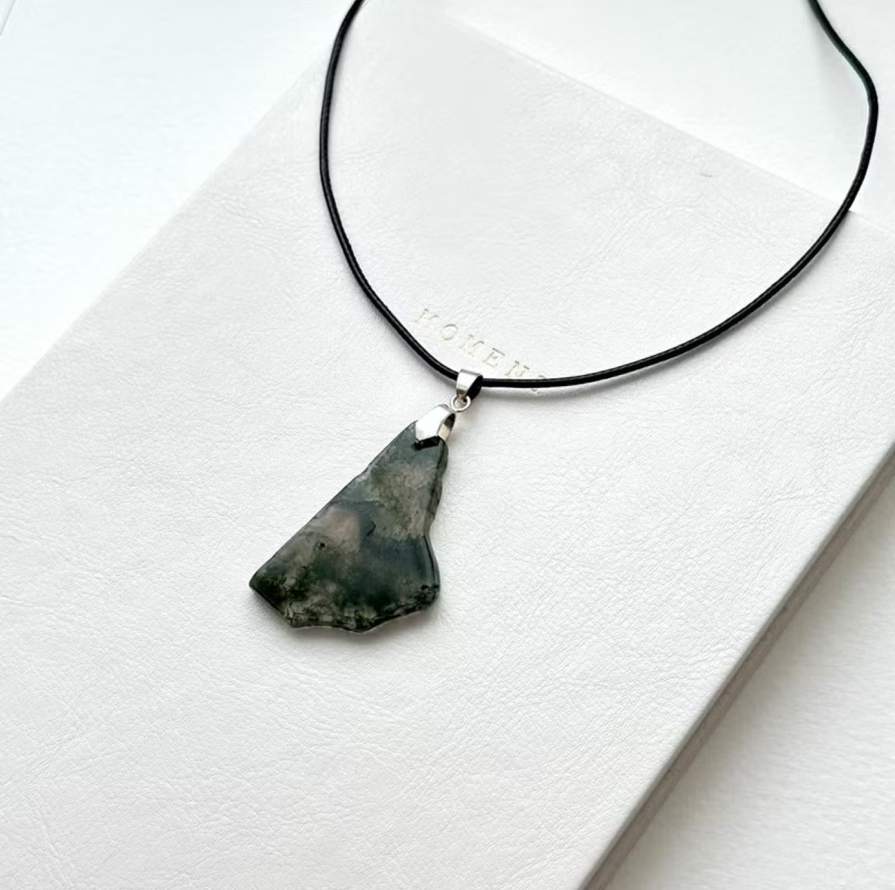 N94 [New Beginning] Moss Agate | Fragments | Silver Plated | Necklace