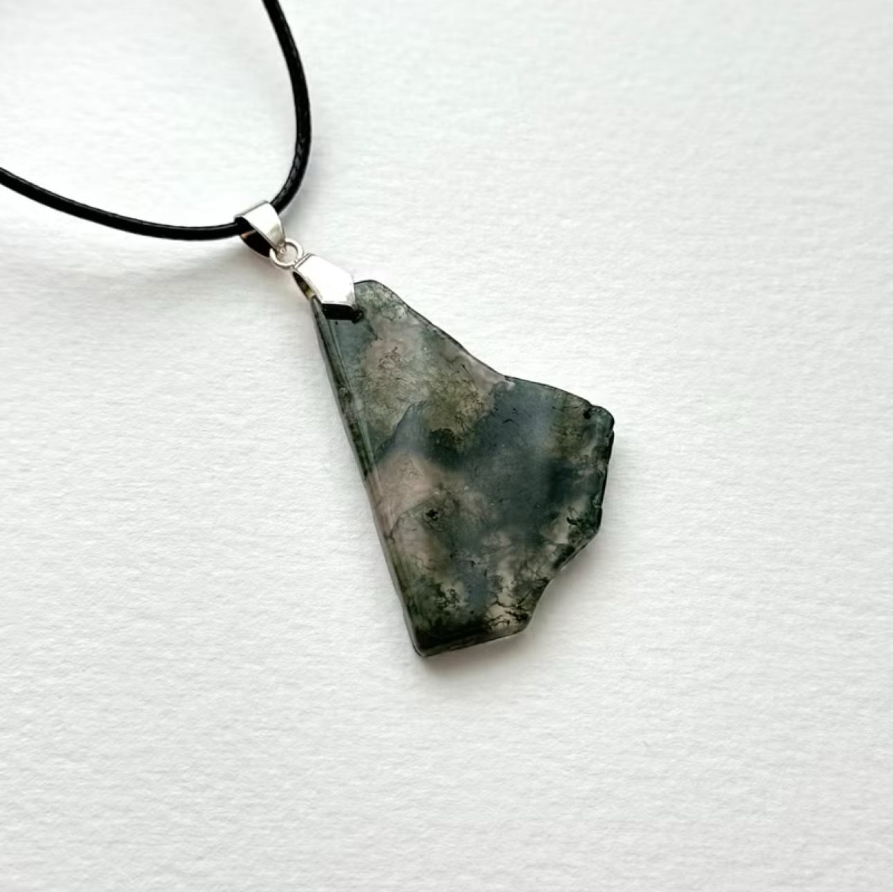 N94 [New Beginning] Moss Agate | Fragments | Silver Plated | Necklace