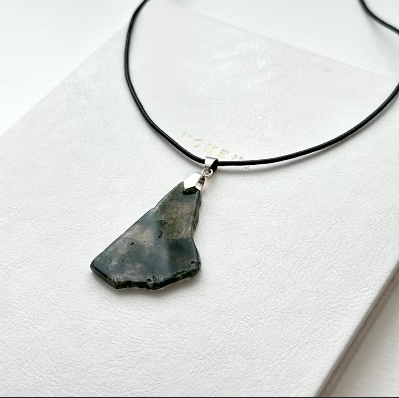 N94 [New Beginning] Moss Agate | Fragments | Silver Plated | Necklace
