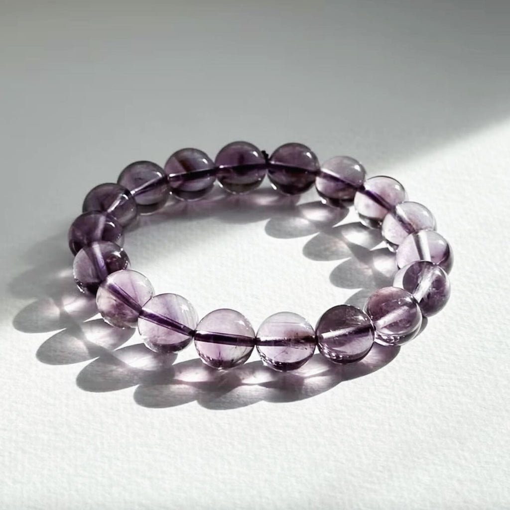 B17【水瓶雙魚座|2月誕生石】高透紫水晶純珠手鏈手串