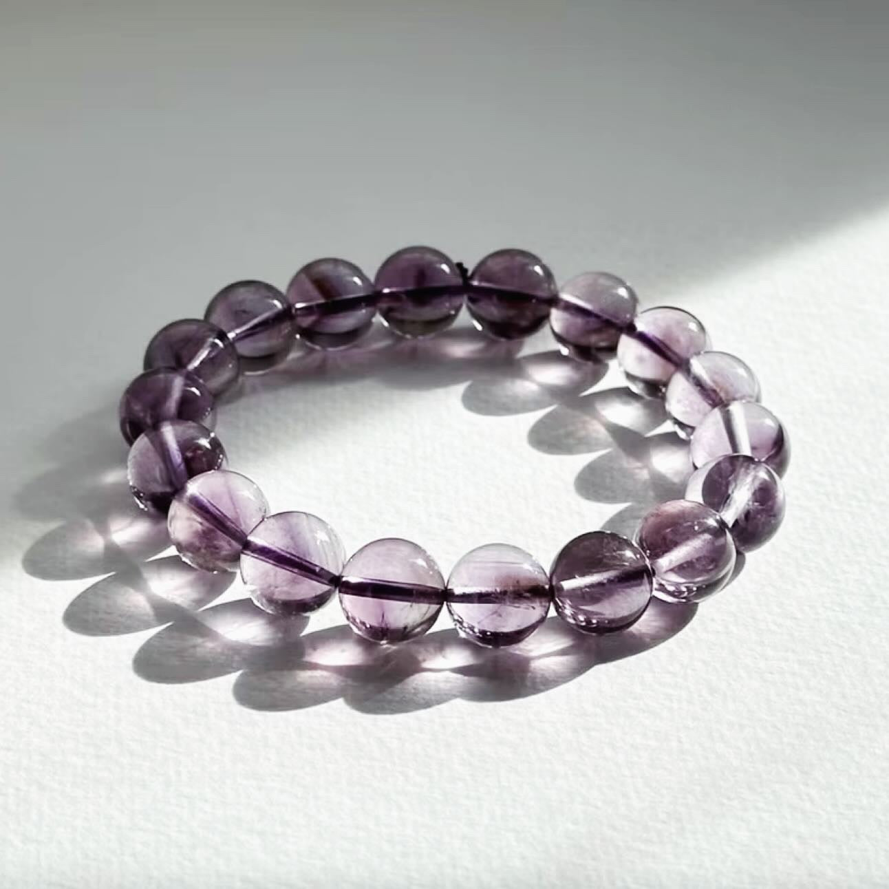 B17【水瓶雙魚座|2月誕生石】高透紫水晶純珠手鏈手串