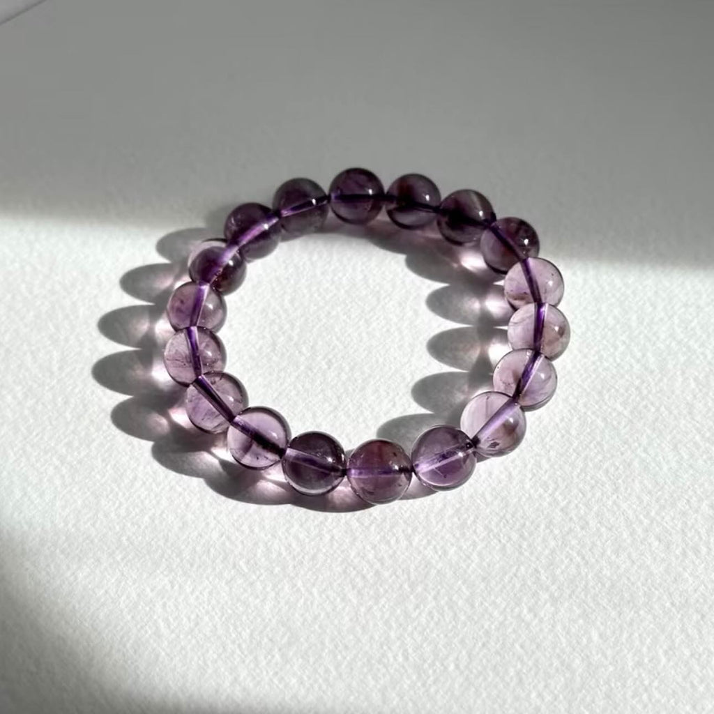 B17【水瓶雙魚座|2月誕生石】高透紫水晶純珠手鏈手串