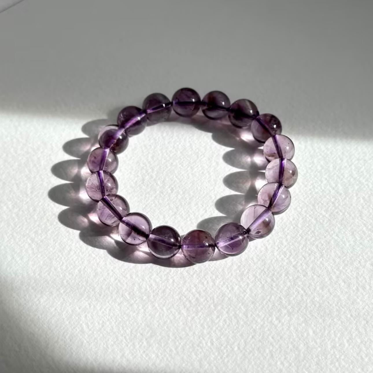 B17【水瓶雙魚座|2月誕生石】高透紫水晶純珠手鏈手串