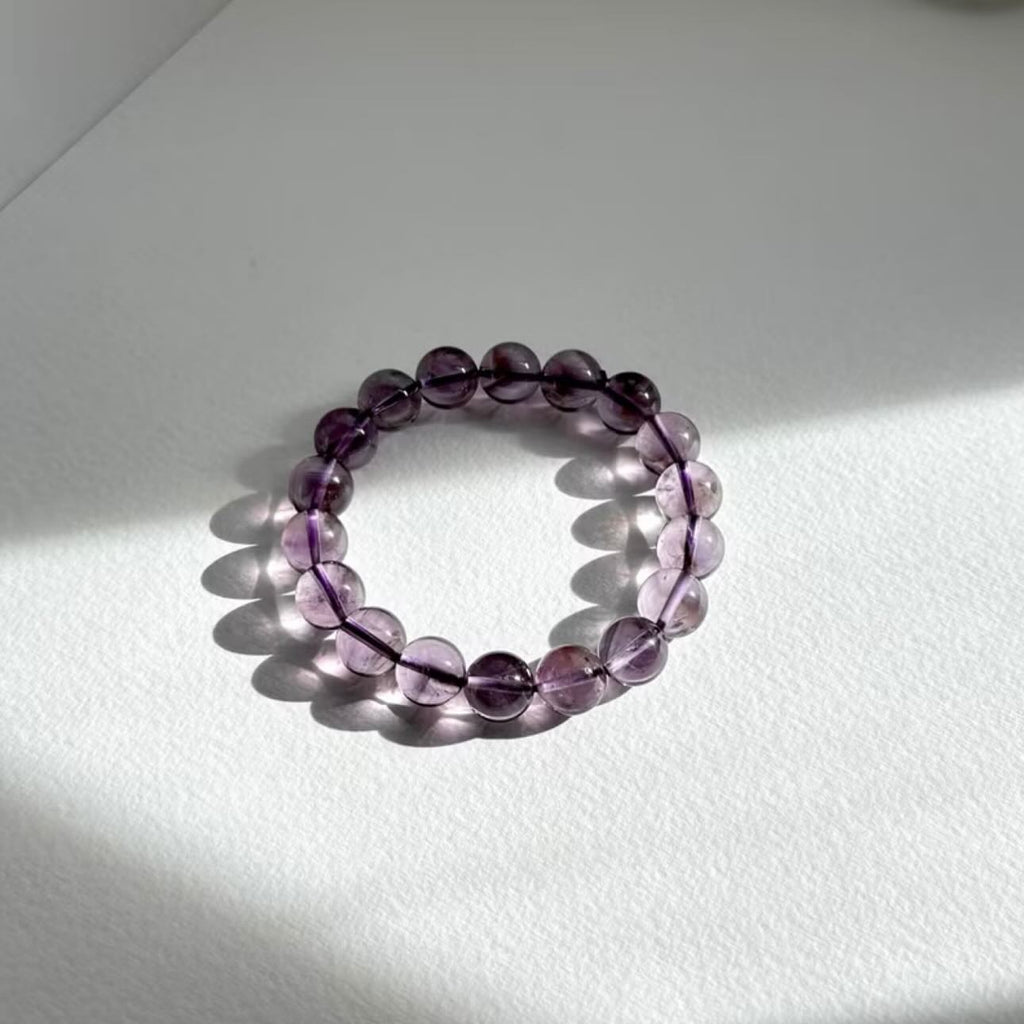 B17【水瓶雙魚座|2月誕生石】高透紫水晶純珠手鏈手串