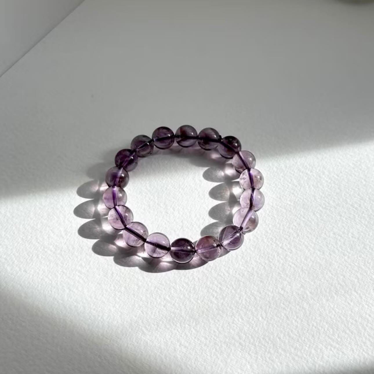 B17【水瓶雙魚座|2月誕生石】高透紫水晶純珠手鏈手串