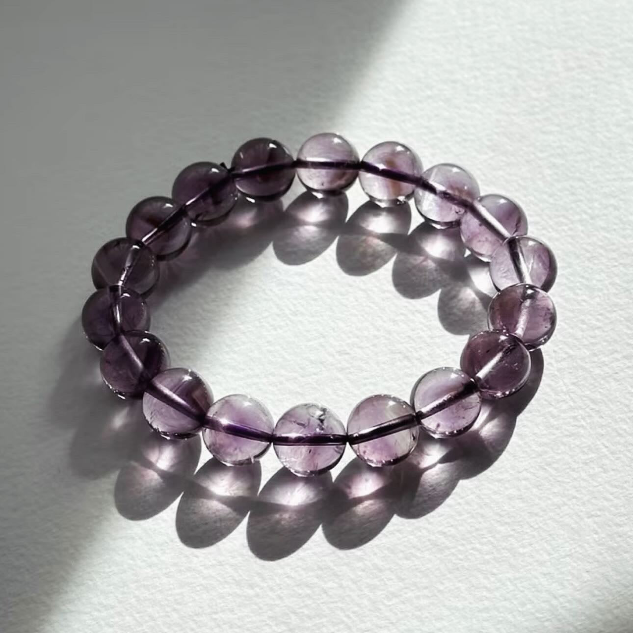 B17【水瓶雙魚座|2月誕生石】高透紫水晶純珠手鏈手串