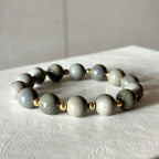 BS299 [Ethnic Style | Gobi Agate] Alashan Gray Simple Gold-plated Bracelet