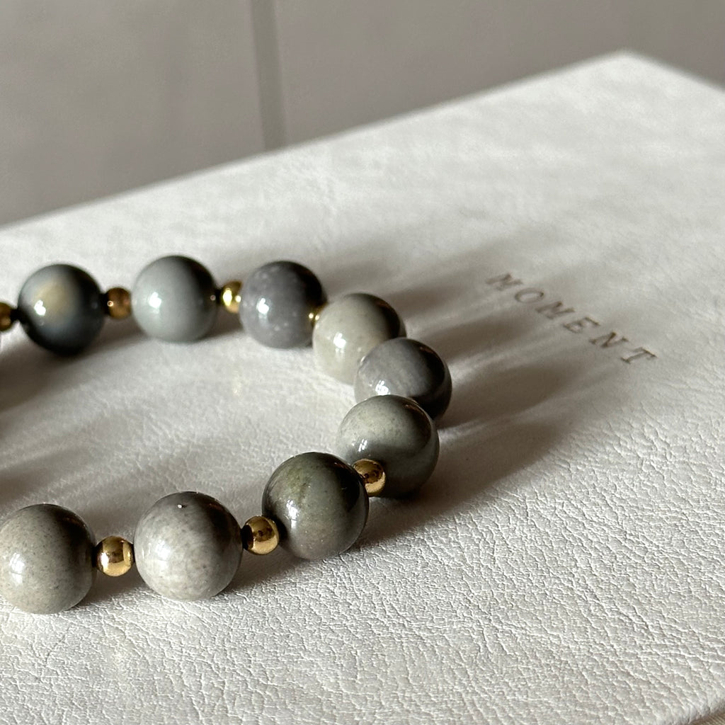 BS299 [Ethnic Style | Gobi Agate] Alashan Gray Simple Gold-plated Bracelet