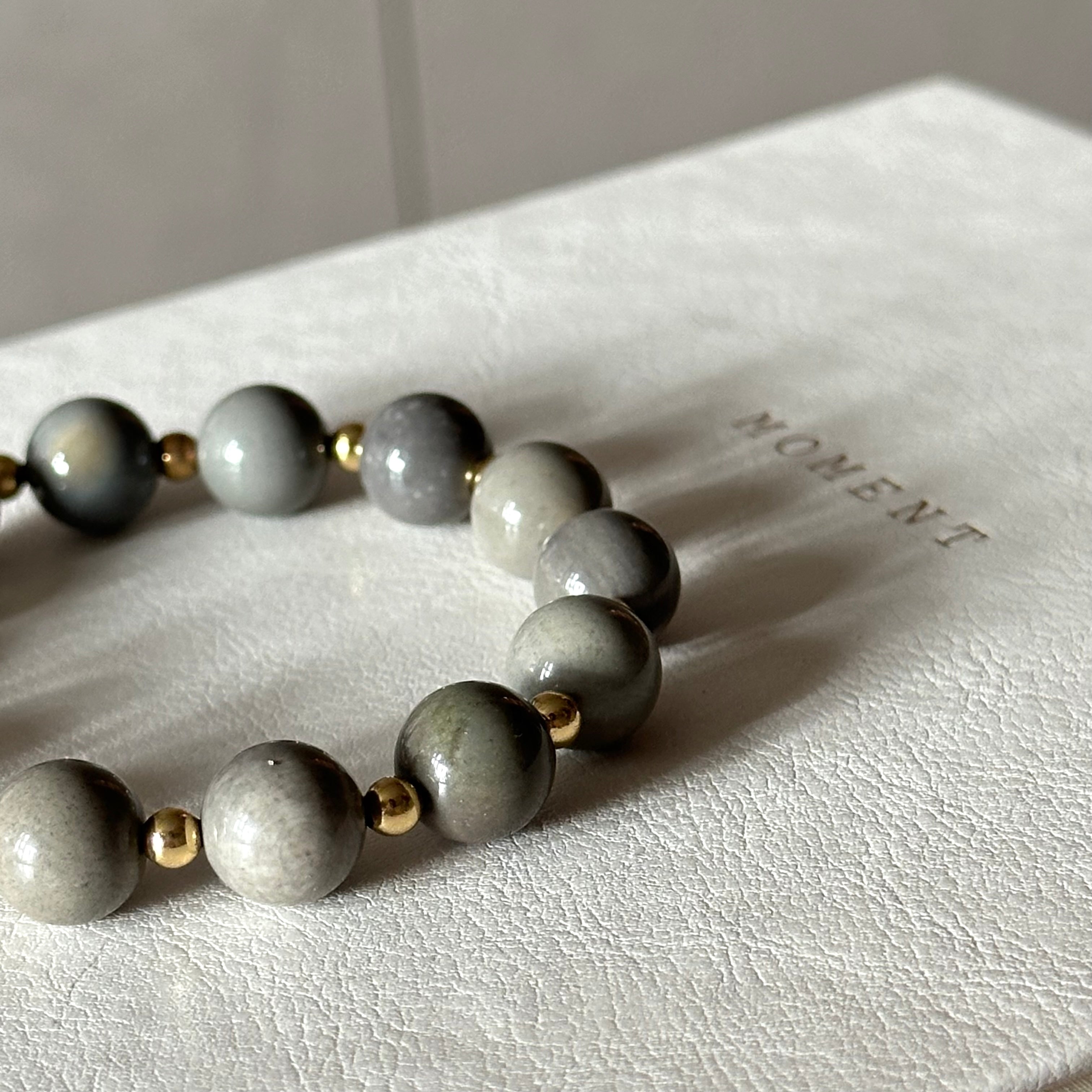 BS299 [Ethnic Style | Gobi Agate] Alashan Gray Simple Gold-plated Bracelet