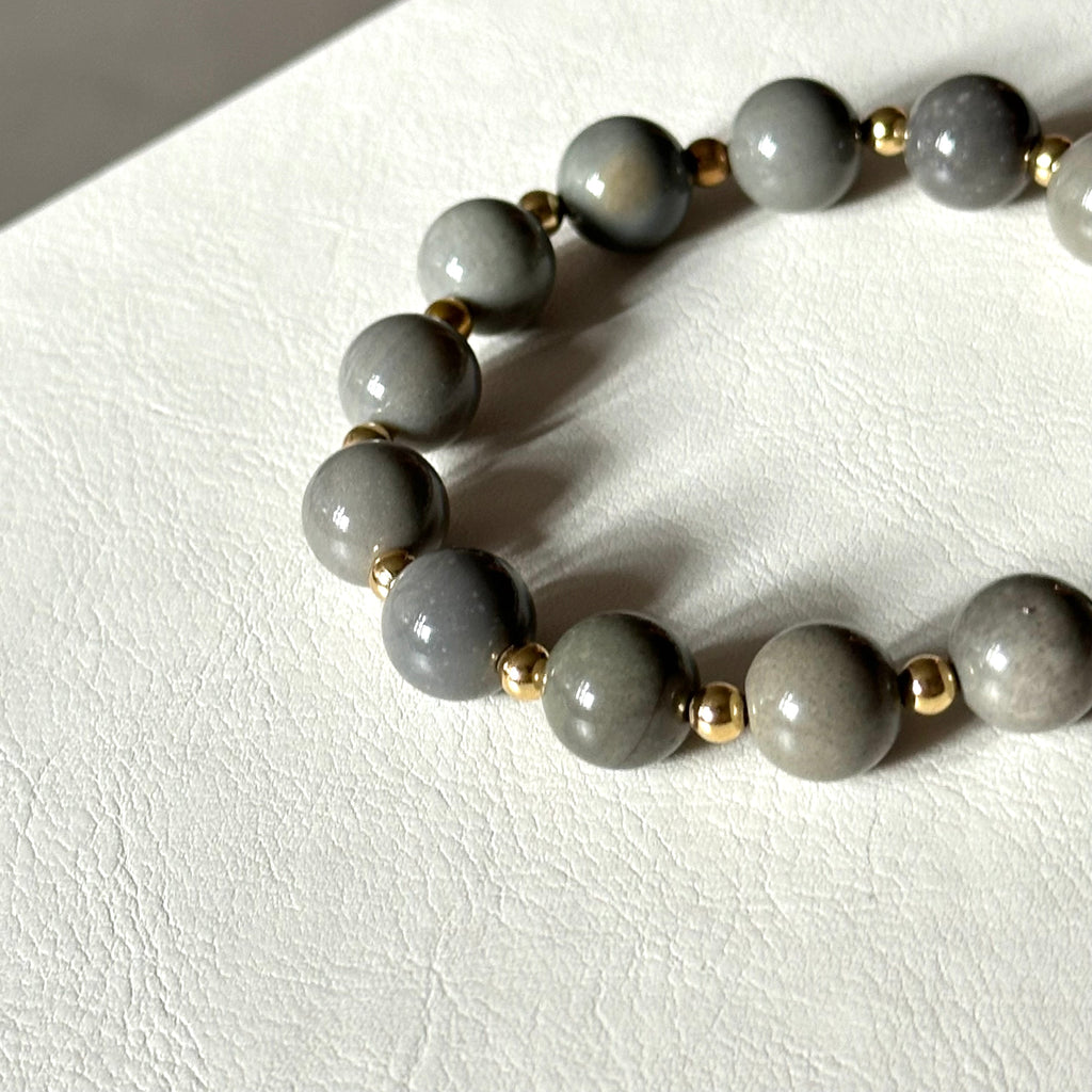 BS299 [Ethnic Style | Gobi Agate] Alashan Gray Simple Gold-plated Bracelet