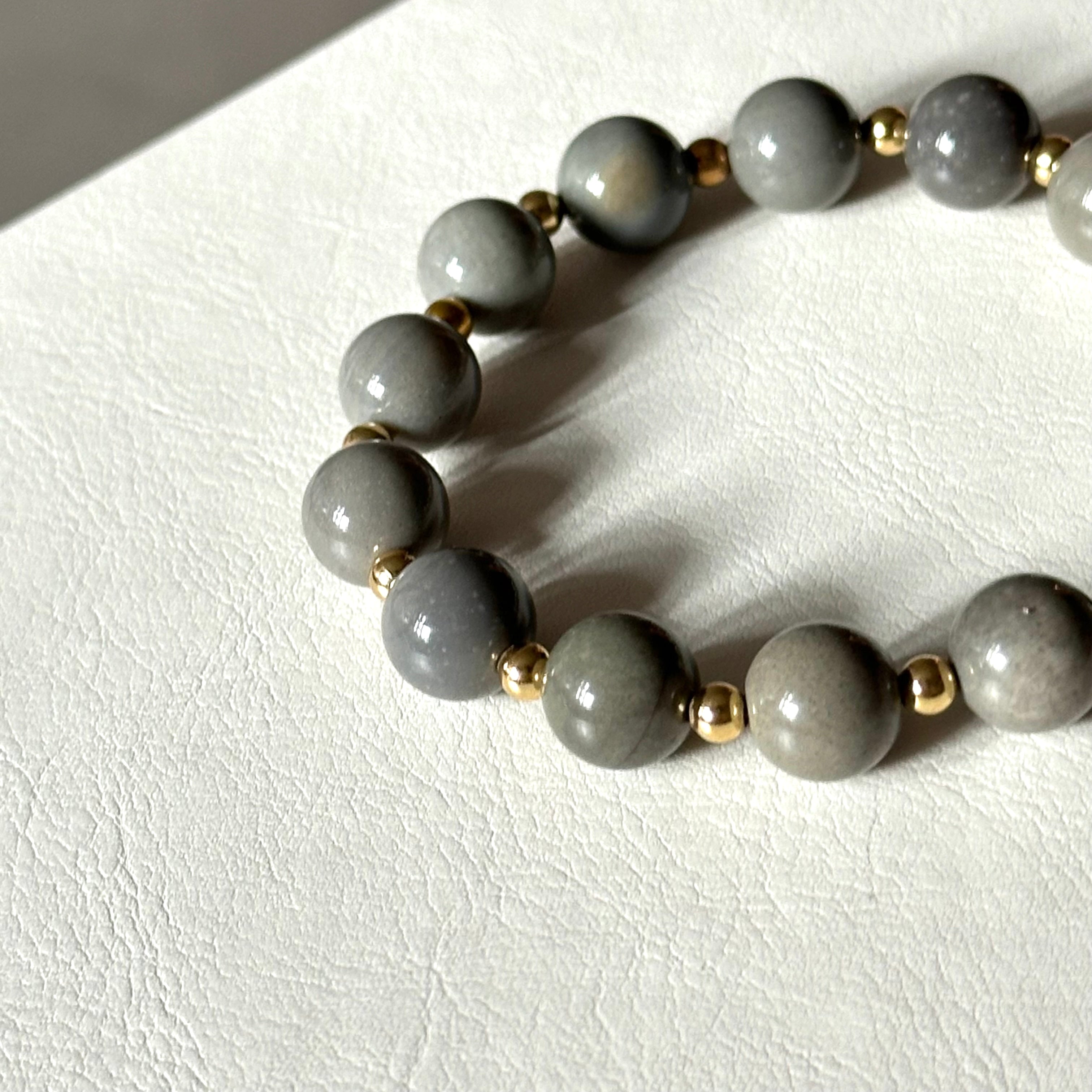 BS299 [Ethnic Style | Gobi Agate] Alashan Gray Simple Gold-plated Bracelet