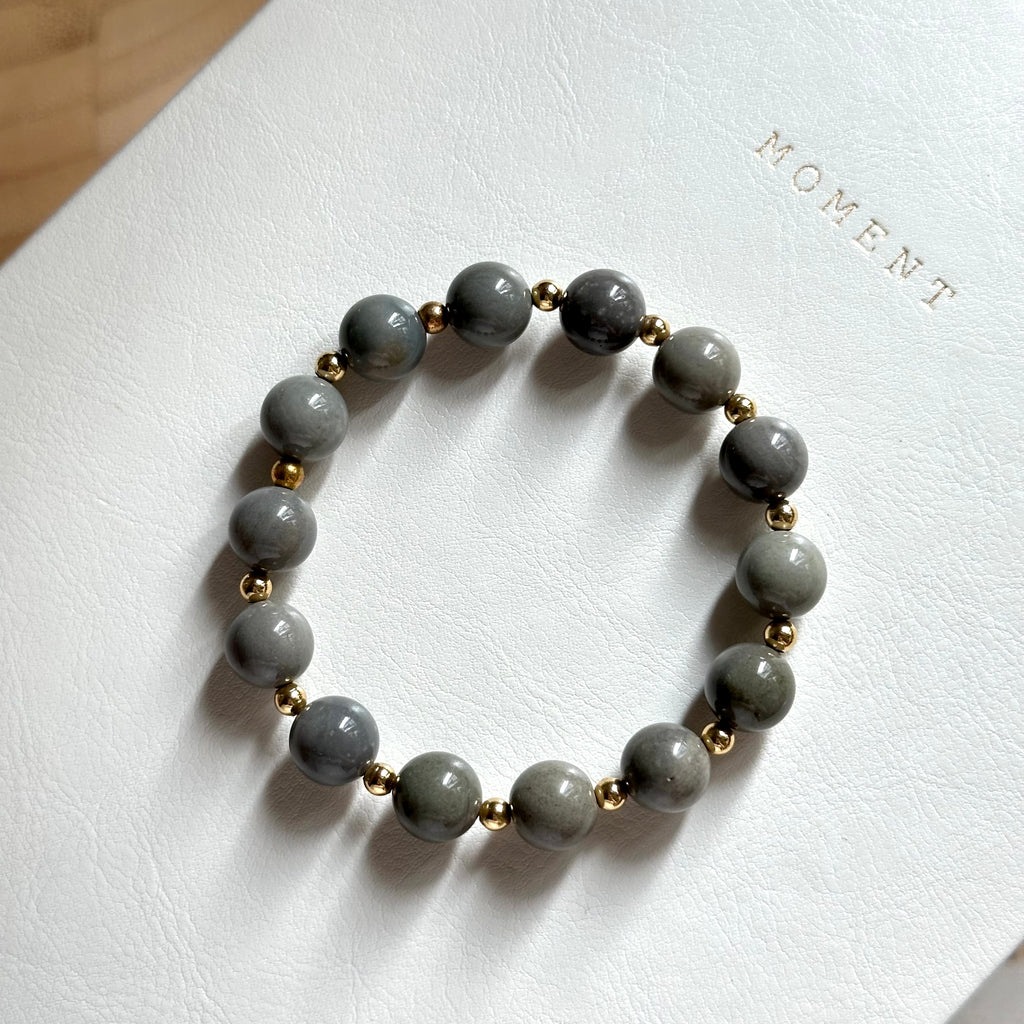 BS299 [Ethnic Style | Gobi Agate] Alashan Gray Simple Gold-plated Bracelet