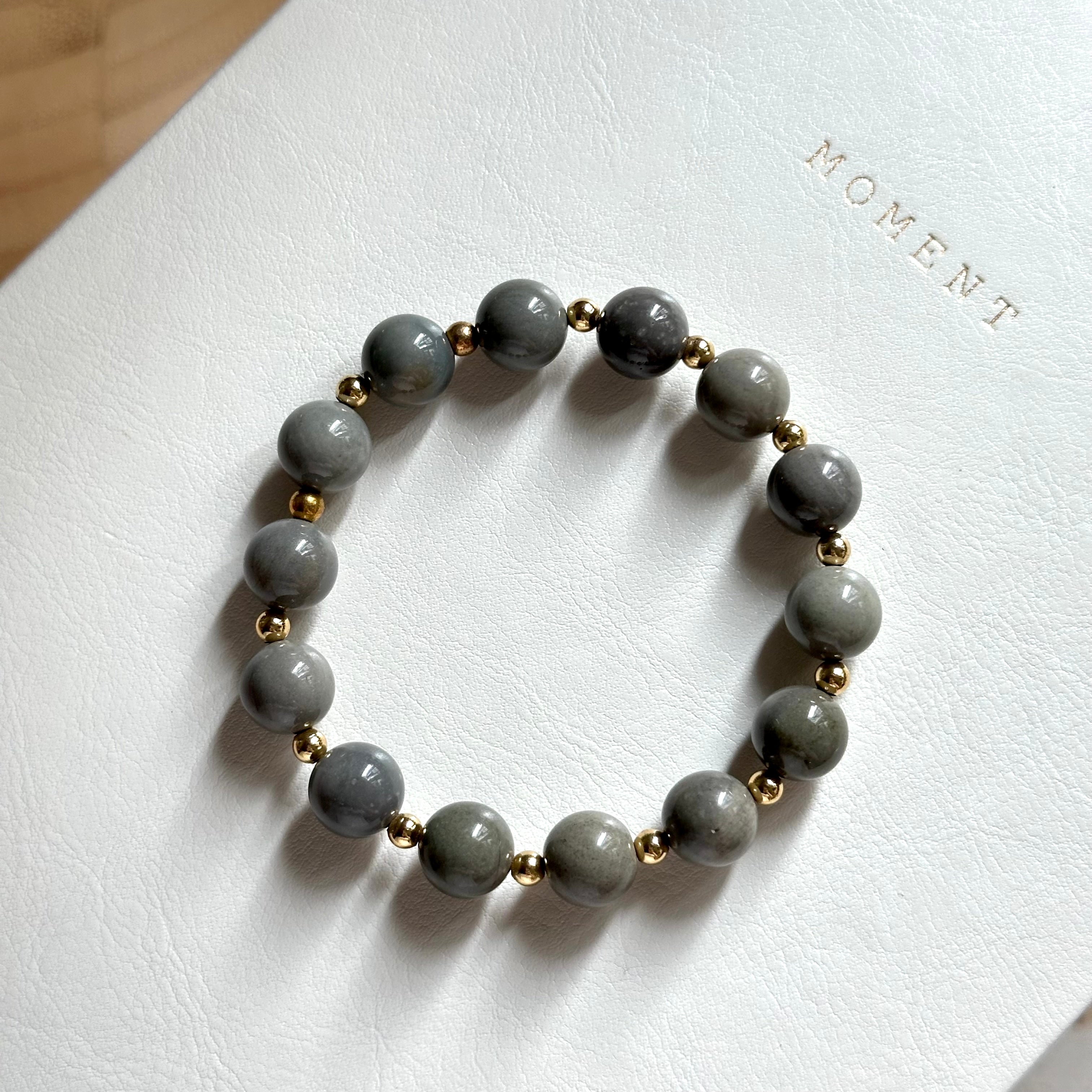 BS299 [Ethnic Style | Gobi Agate] Alashan Gray Simple Gold-plated Bracelet