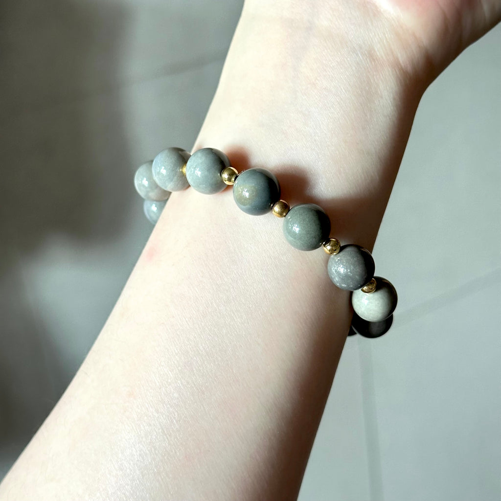 BS299 [Ethnic Style | Gobi Agate] Alashan Gray Simple Gold-plated Bracelet