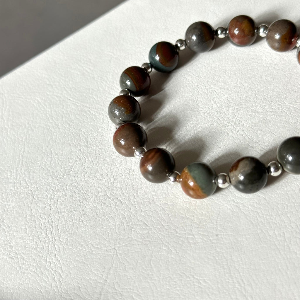 BS300 [Ethnic Style | Gobi Agate] Alashan Color Simple Silver-plated Bracelet