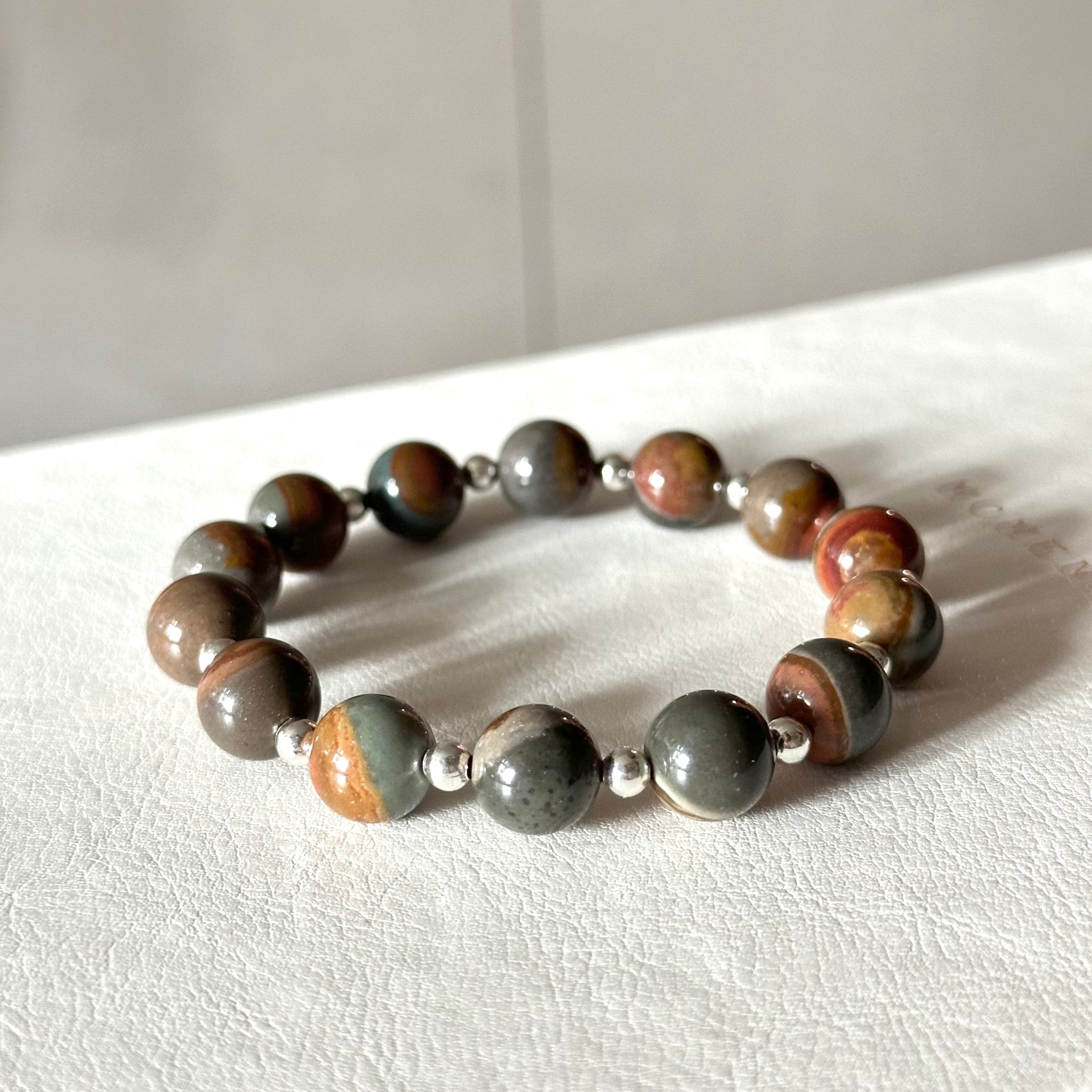 BS300 [Ethnic Style | Gobi Agate] Alashan Color Simple Silver-plated Bracelet