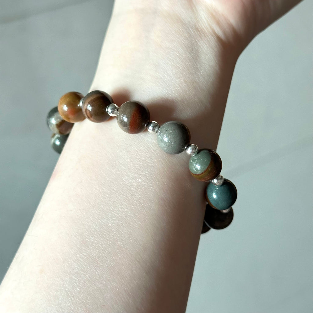 BS300 [Ethnic Style | Gobi Agate] Alashan Color Simple Silver-plated Bracelet