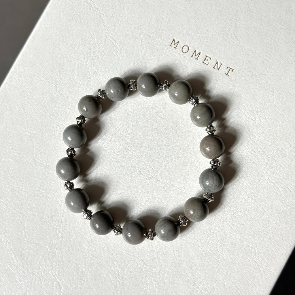 BS301 [Ethnic Style | Gobi Agate] Alashan Gray Retro Silver-plated Bracelet