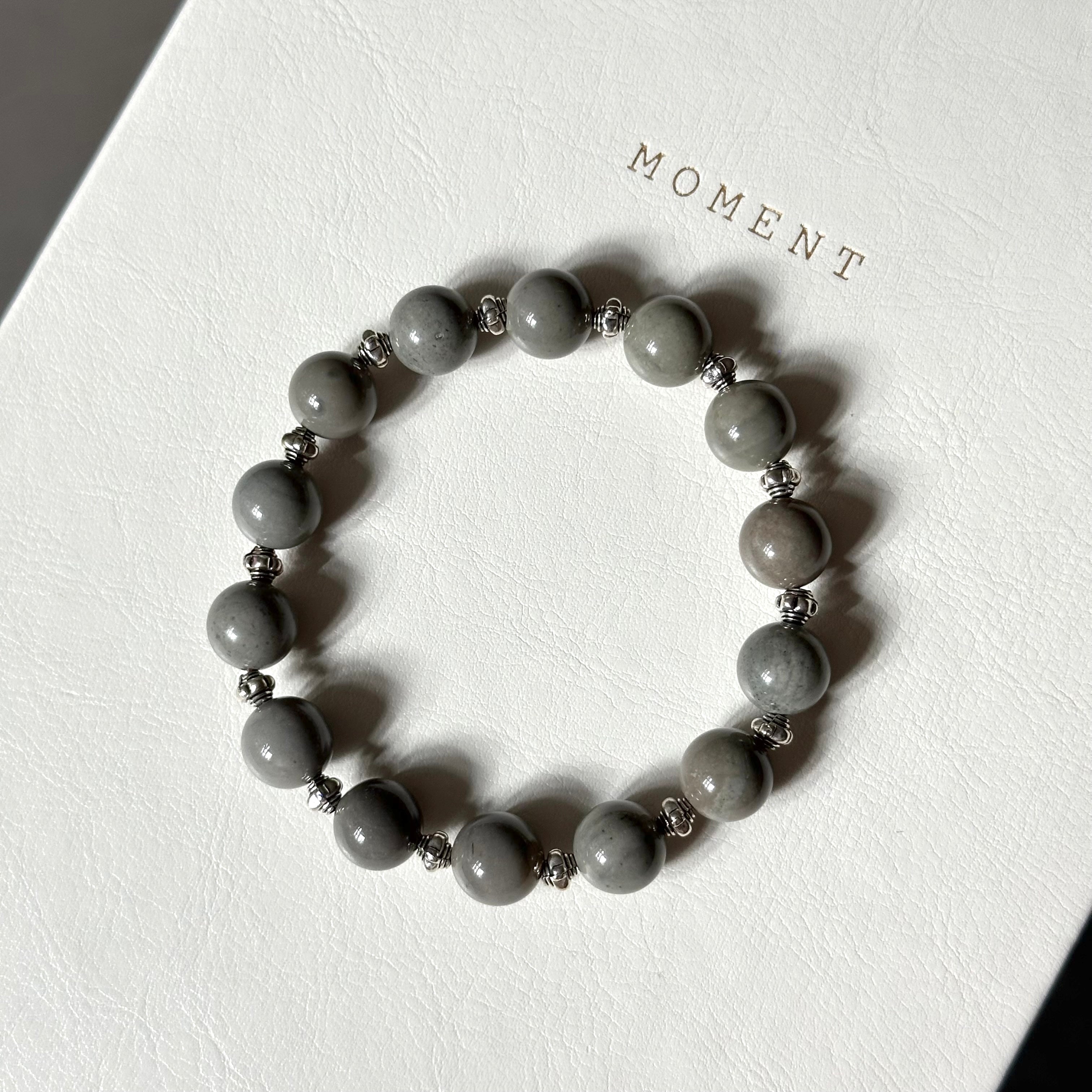 BS301 [Ethnic Style | Gobi Agate] Alashan Gray Retro Silver-plated Bracelet