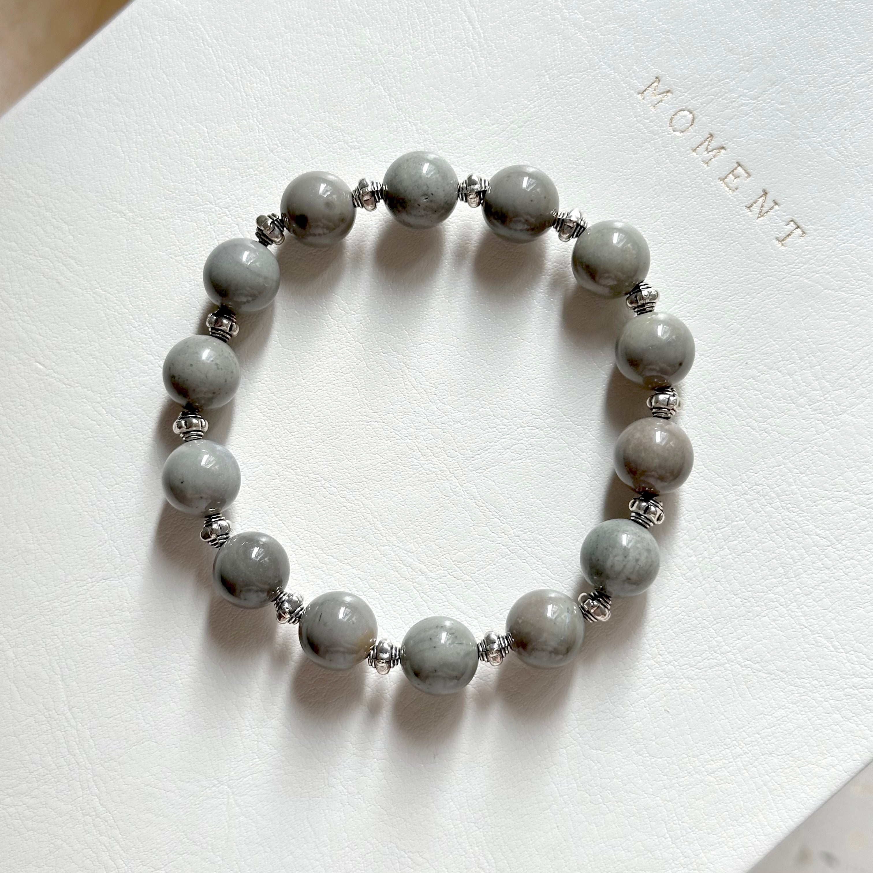 BS301 [Ethnic Style | Gobi Agate] Alashan Gray Retro Silver-plated Bracelet