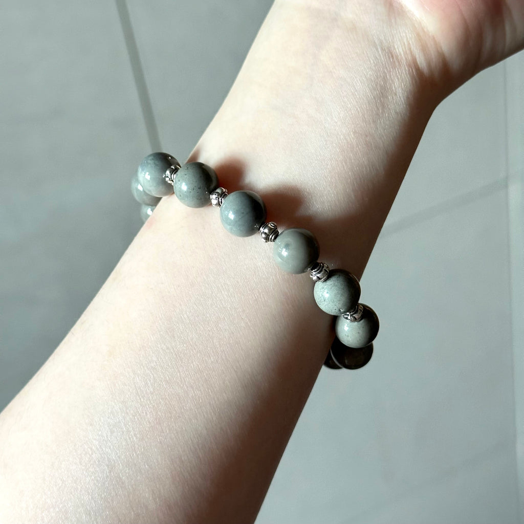 BS301 [Ethnic Style | Gobi Agate] Alashan Gray Retro Silver-plated Bracelet
