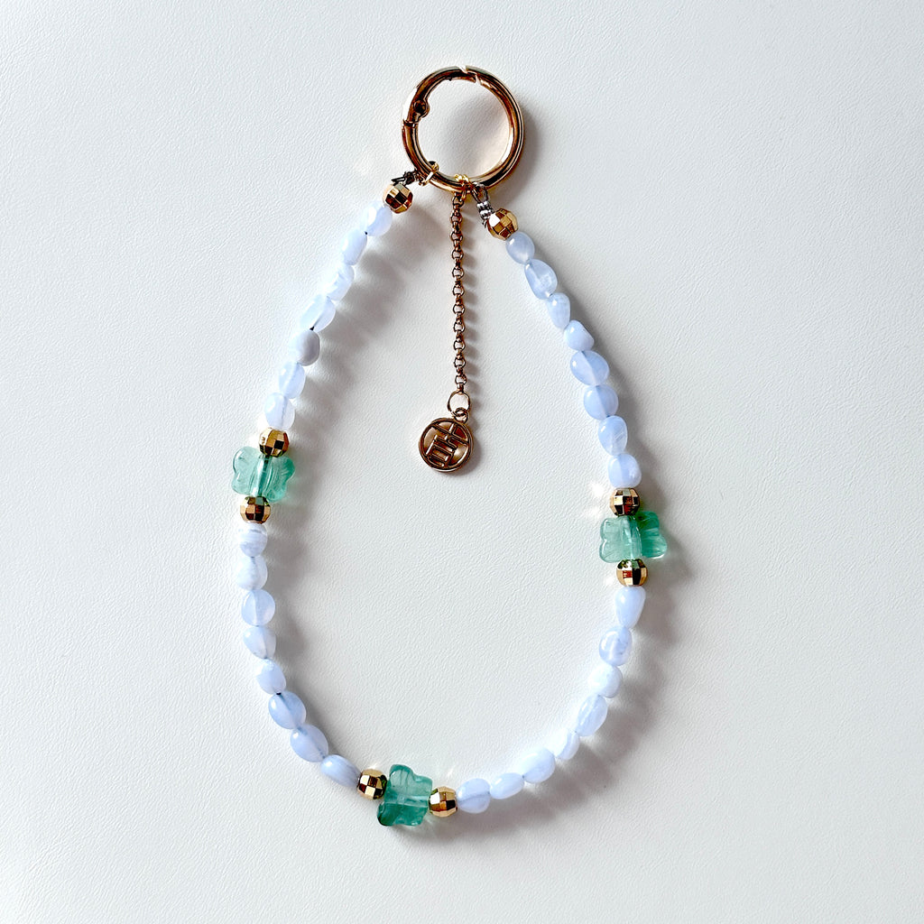 S10 [Gemstone mobile phone camera lanyard] Amethyst • Yellow glass • Pearl • Water drop shell Retro gold-plated lanyard Original design handmade
