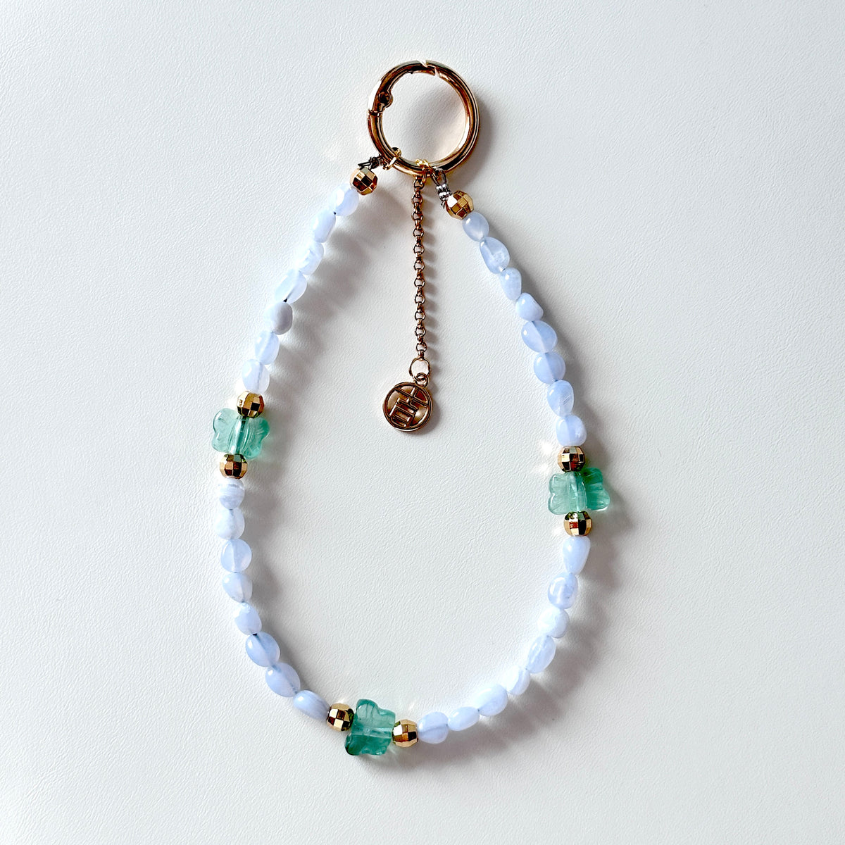 S10 [Gemstone mobile phone camera lanyard] Amethyst • Yellow glass • Pearl • Water drop shell Retro gold-plated lanyard Original design handmade